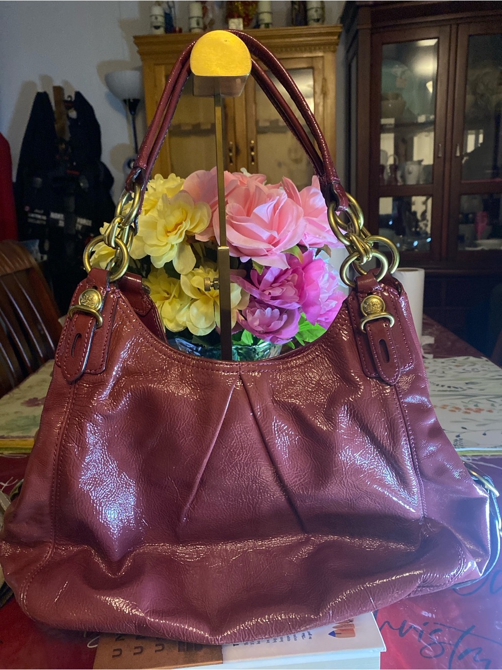 Coach Madison Mia Patent leather hobo bag